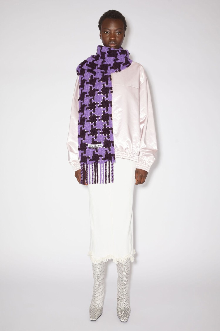 Purple / Burgundy Acne Studios Houndstooth Scarf | BEWU-48592