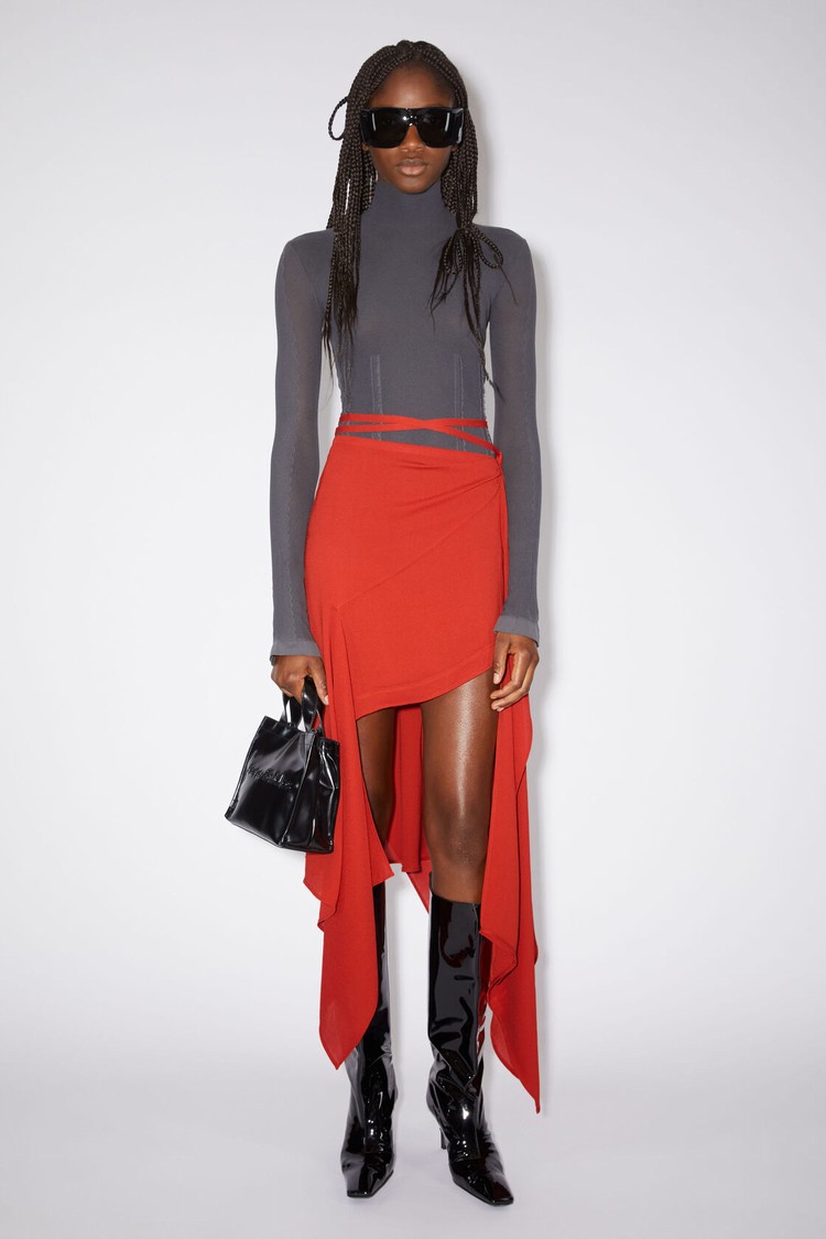 Red Acne Studios Draped Women\'s Skirts | IBTS-71654