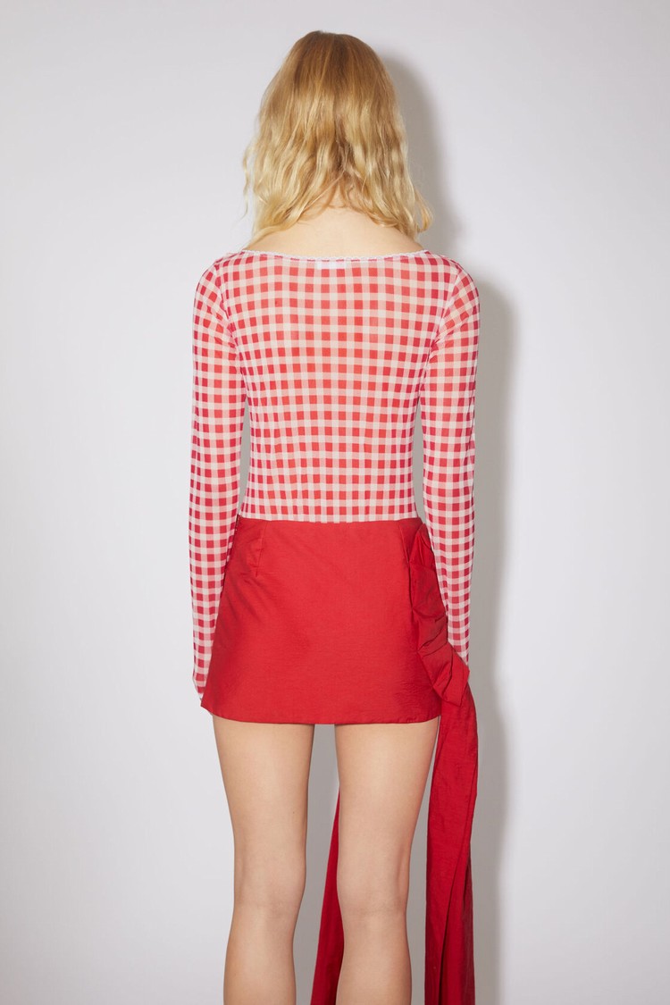 Red Acne Studios Gingham Body Women's T Shirts | RZPC-35764