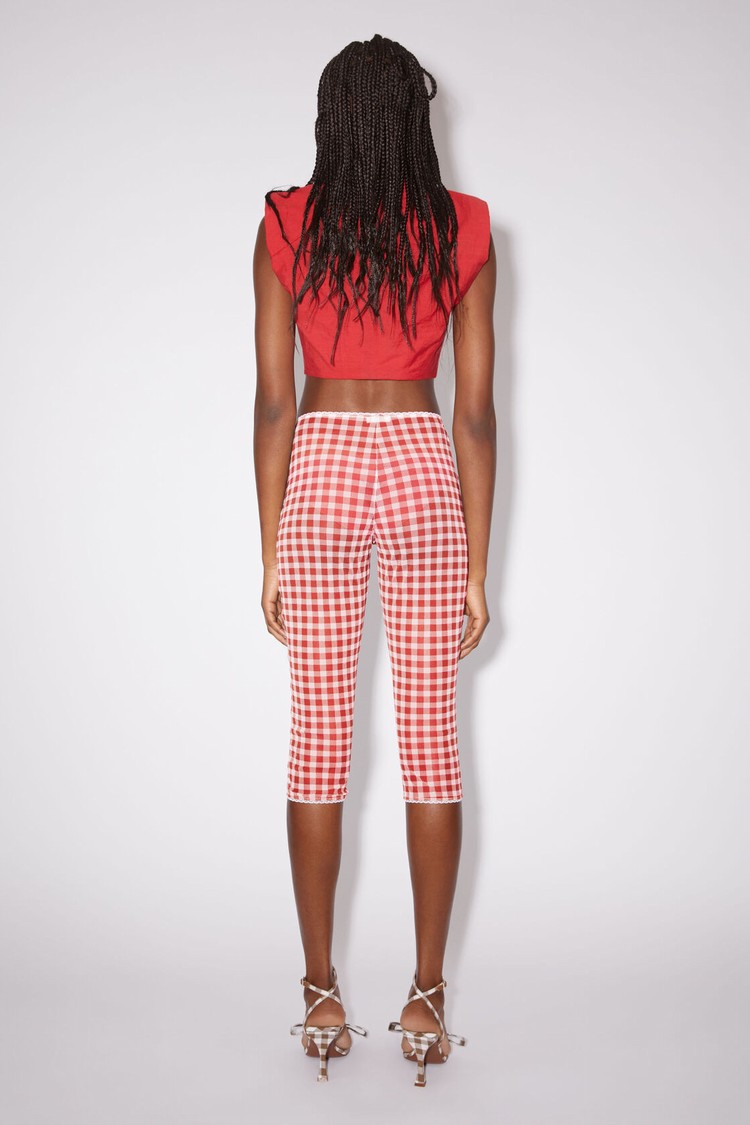 Red Acne Studios Gingham Tights Women's Trousers | KLDI-09527