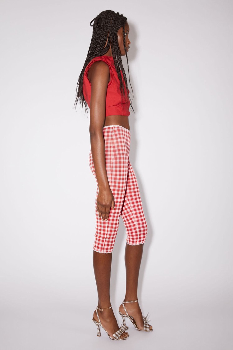 Red Acne Studios Gingham Tights Women's Trousers | KLDI-09527