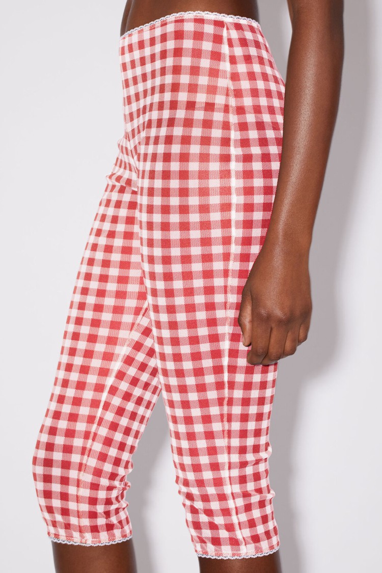 Red Acne Studios Gingham Tights Women's Trousers | KLDI-09527