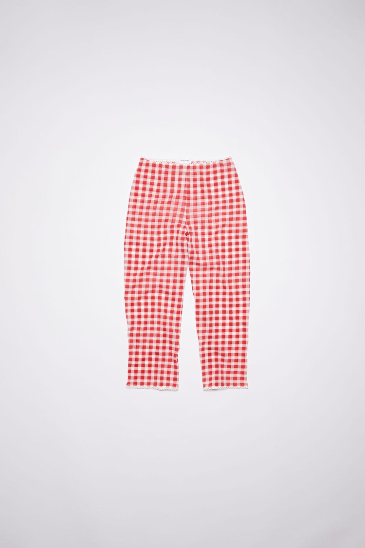 Red Acne Studios Gingham Tights Women's Trousers | KLDI-09527