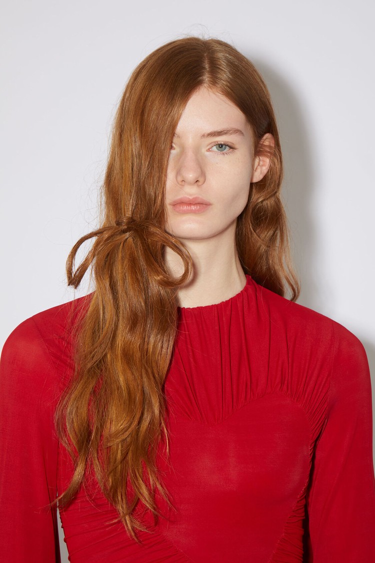 Red Acne Studios Heart Draped Blouse Women's T Shirts | JOGS-59804