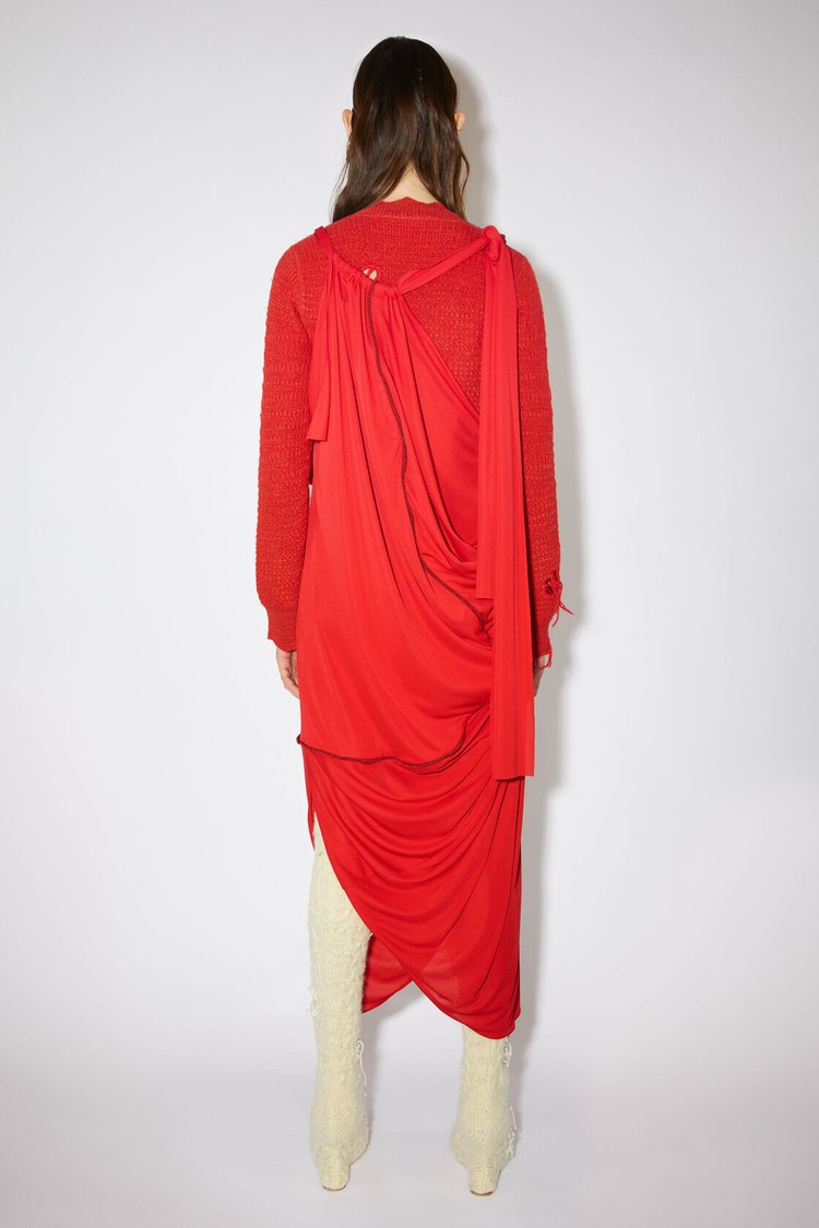 Red Acne Studios Knotted Halterneck Women's Dress | MSHF-65892