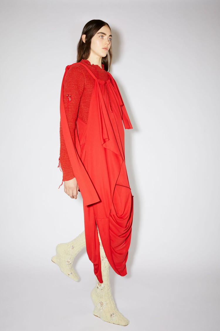 Red Acne Studios Knotted Halterneck Women's Dress | MSHF-65892