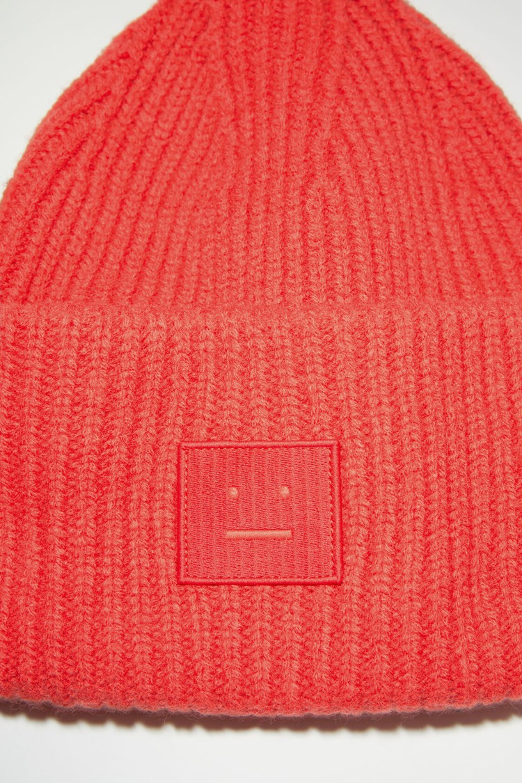 Red Acne Studios Large Face Logo Beanie | IKJL-28694