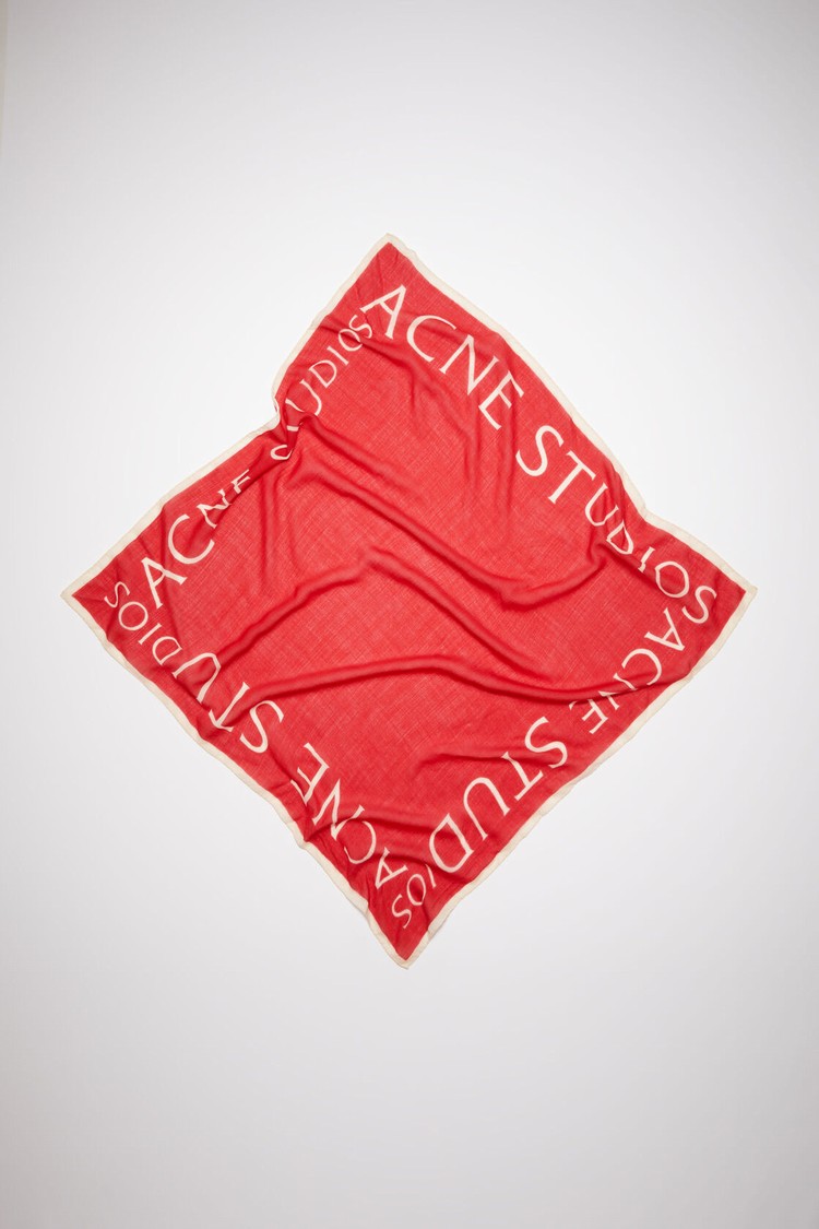 Red Acne Studios Logo Wool Square Scarf | RNCI-73862