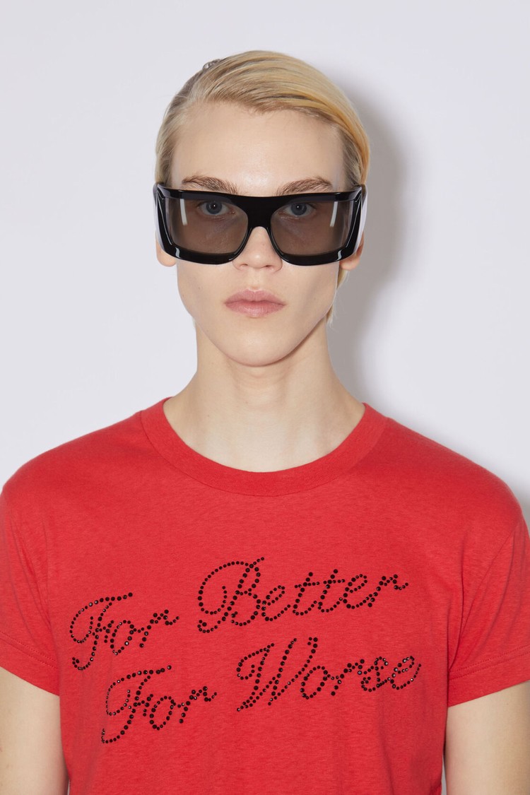 Red Acne Studios Rhinestone Men's T Shirts | TXFN-51763