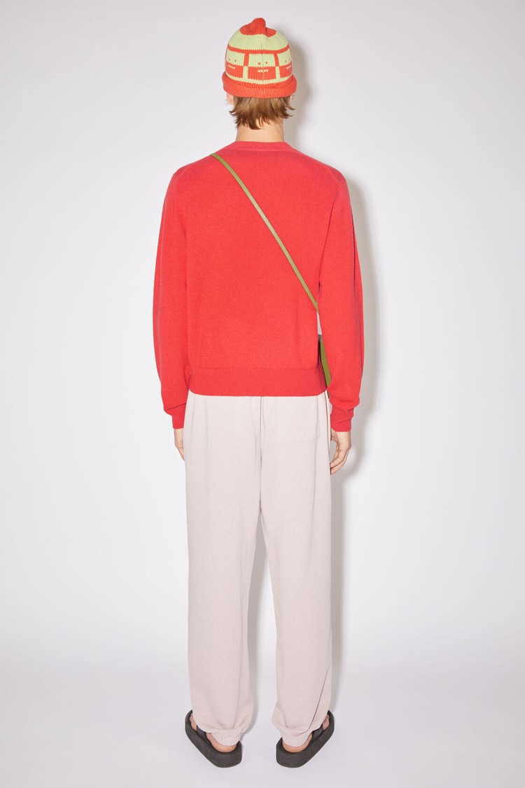 Red Acne Studios Wool V-neck Men's Knitwear | MEAU-32845