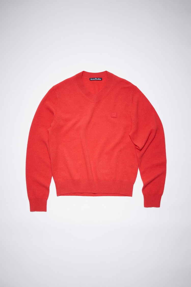 Red Acne Studios Wool V-neck Men's Knitwear | MEAU-32845