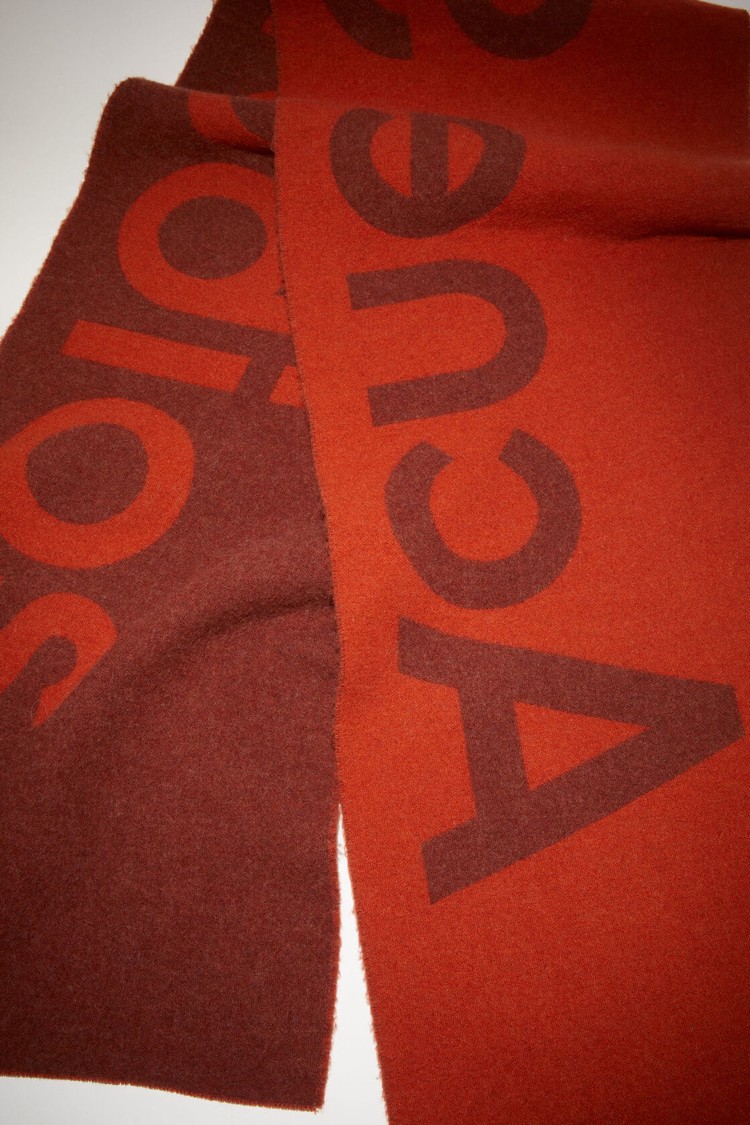 Red / Brown / Red / Orange Acne Studios Logo Jacquard - Narrow Scarf | VLTO-87206