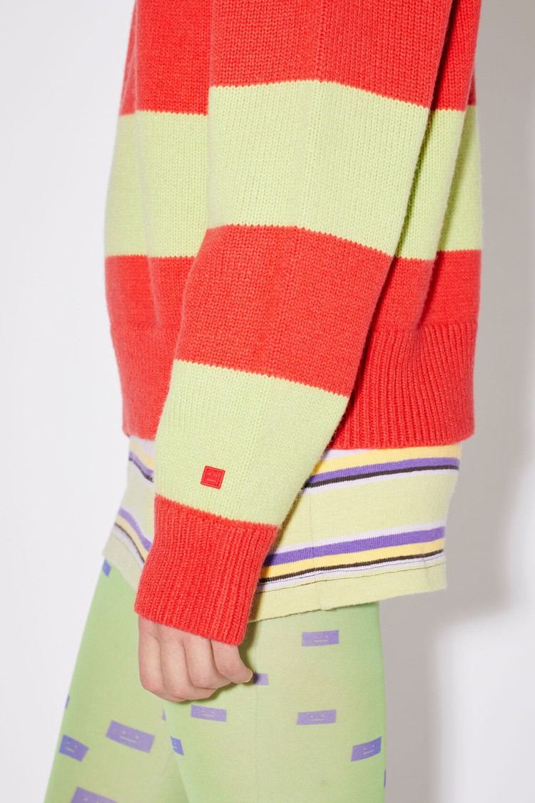 Red / Green Acne Studios Crew Neck Jumper Women's Knitwear | BXWF-42506