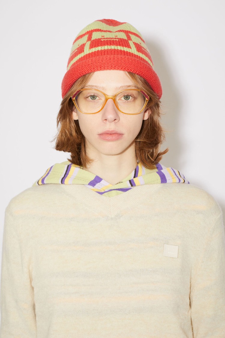 Red / Green Acne Studios Knit Beanie | QVFI-50246