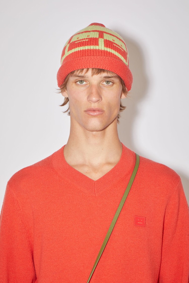 Red / Green Acne Studios Knit Beanie | QVFI-50246