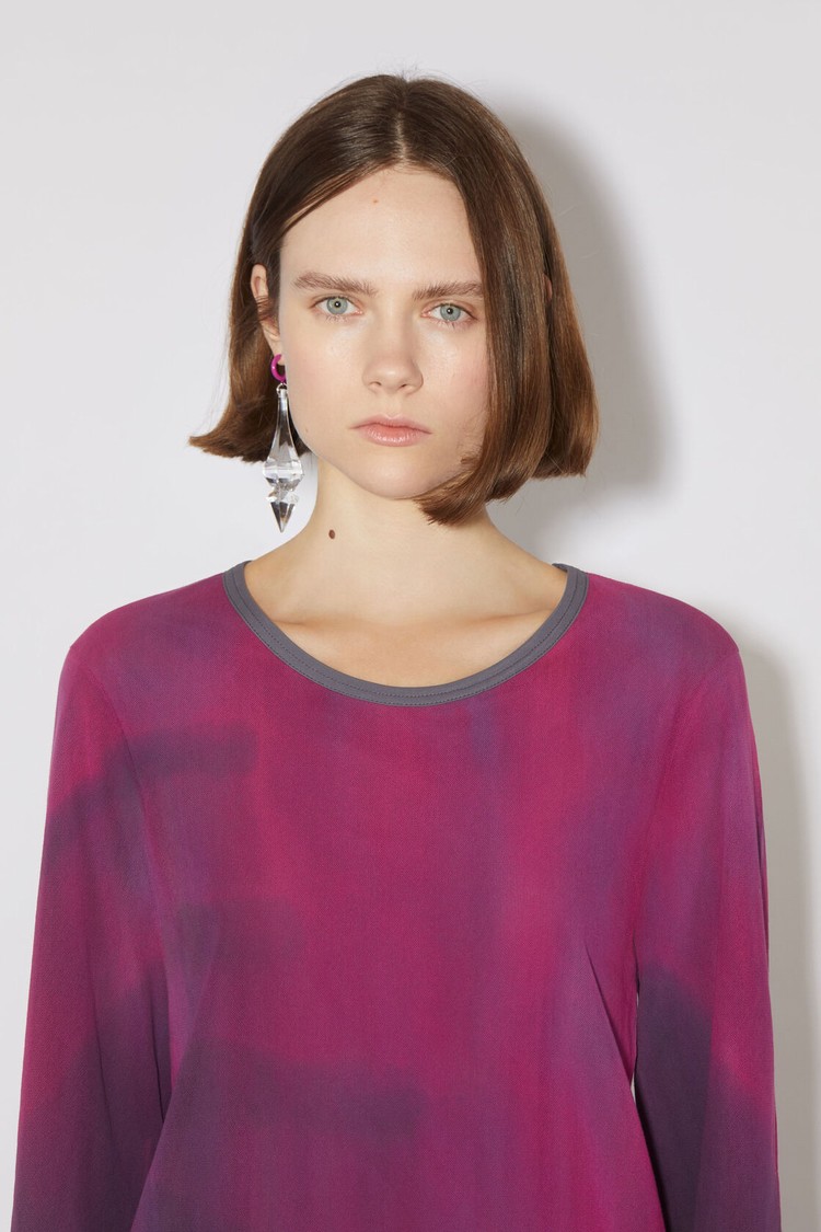 Red / Purple Acne Studios Long Sleeve Women's T Shirts | WYIH-65189