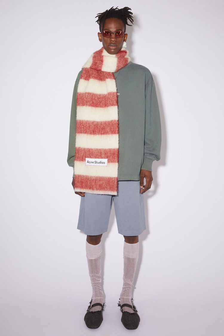 Red / White Acne Studios Wool-blend Stripe Scarf | MOKV-76580