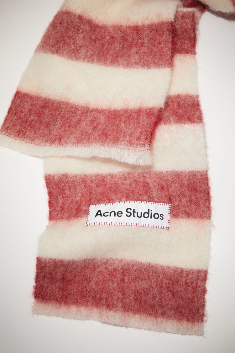 Red / White Acne Studios Wool-blend Stripe Scarf | MOKV-76580