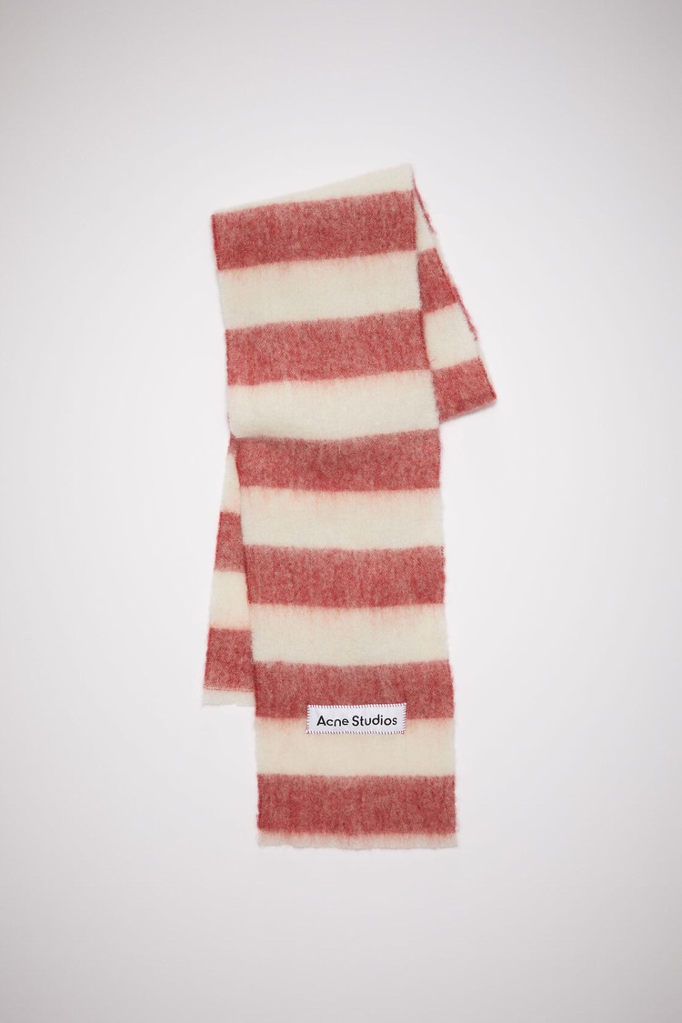 Red / White Acne Studios Wool-blend Stripe Scarf | MOKV-76580