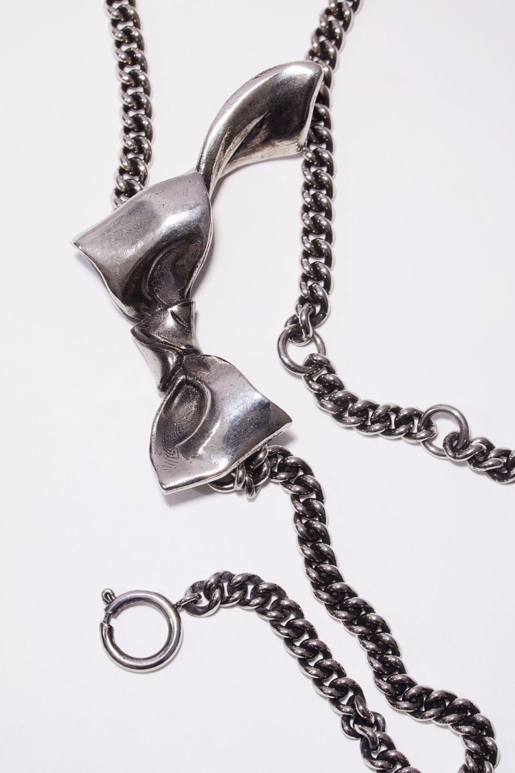 Silver Acne Studios Bow Necklace Jewellery | MCLB-47125