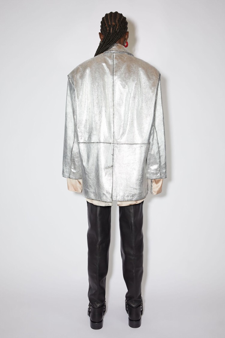 Silver Acne Studios Sprayed Leather Women's Jackets | TNAW-37928