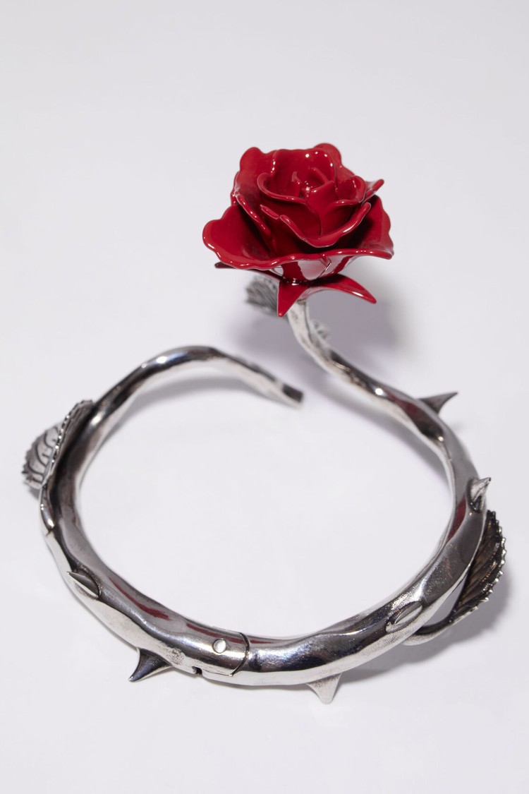 Silver / Red Acne Studios Cuff Rose Bracelet Jewellery | DRBP-30591