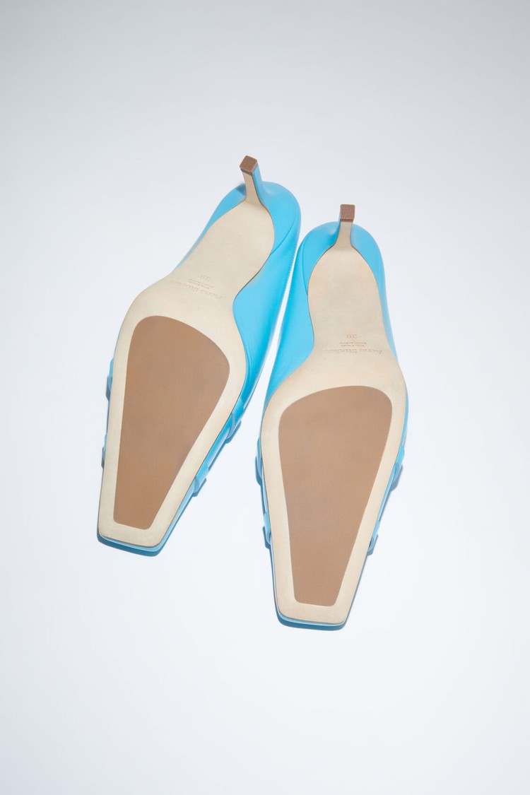 Turquoise Acne Studios Leather Heel Women's Mules | XCBN-18924