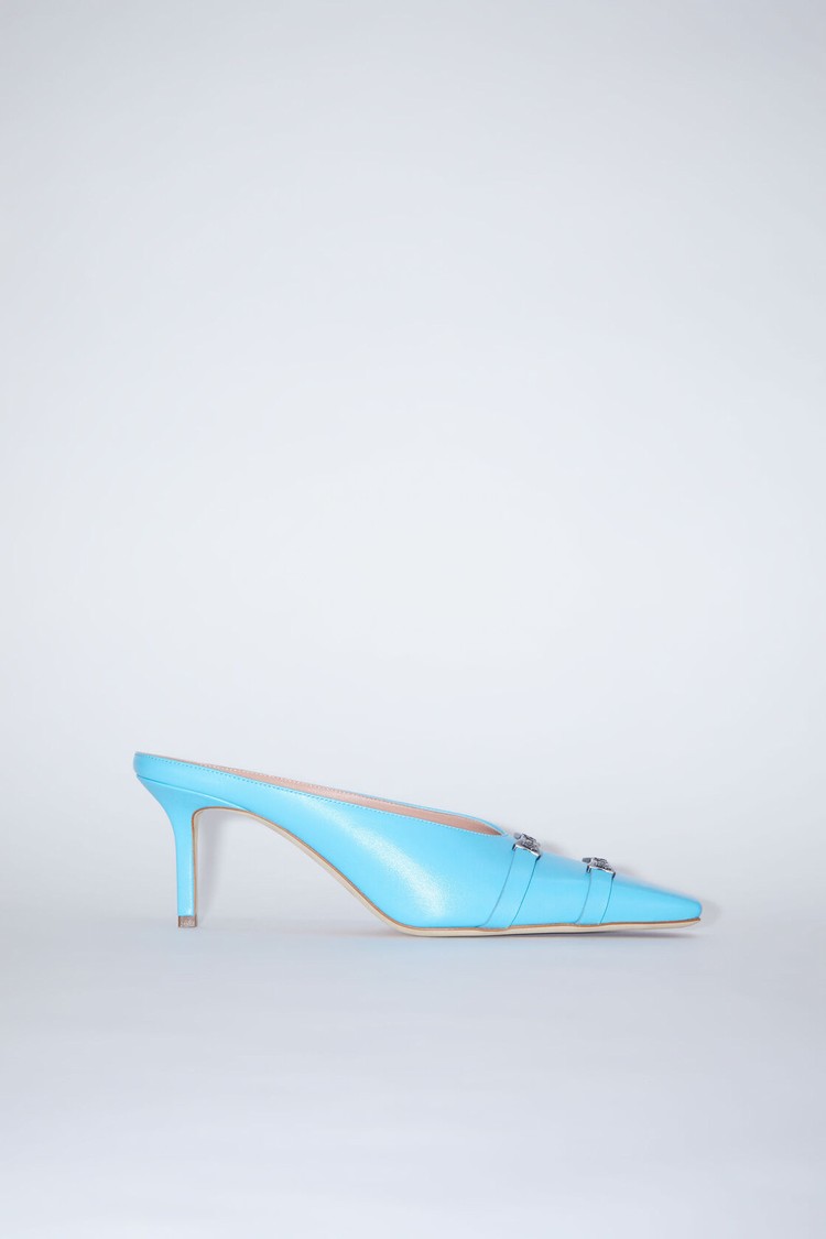 Turquoise Acne Studios Leather Heel Women\'s Mules | XCBN-18924