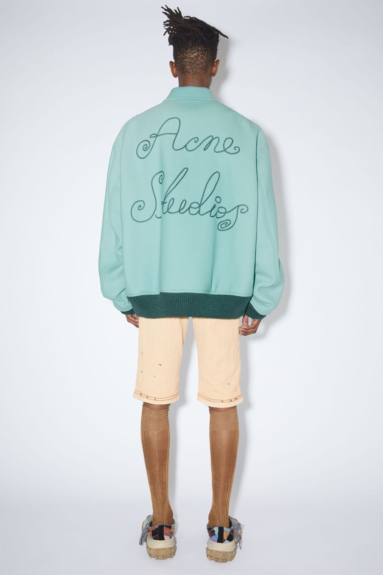 Turquoise Acne Studios Logo Bomber Men's Jackets | IGCL-94627