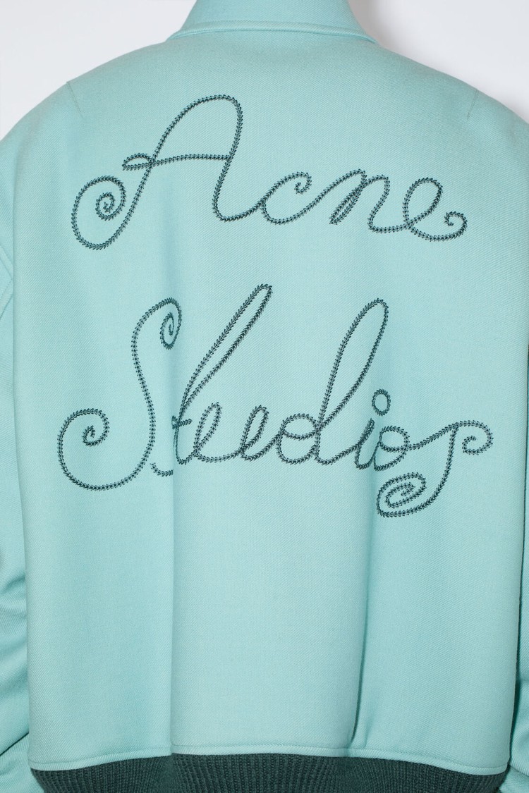 Turquoise Acne Studios Logo Bomber Men's Jackets | IGCL-94627