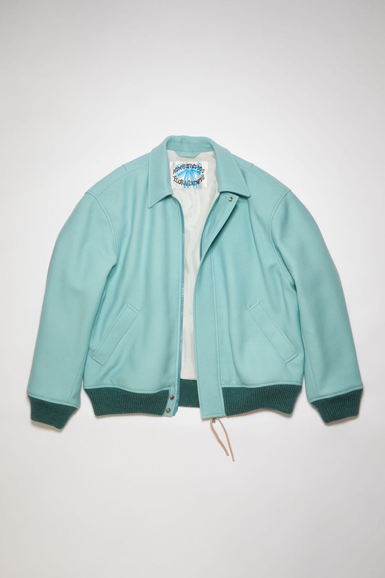 Turquoise Acne Studios Logo Bomber Men's Jackets | IGCL-94627