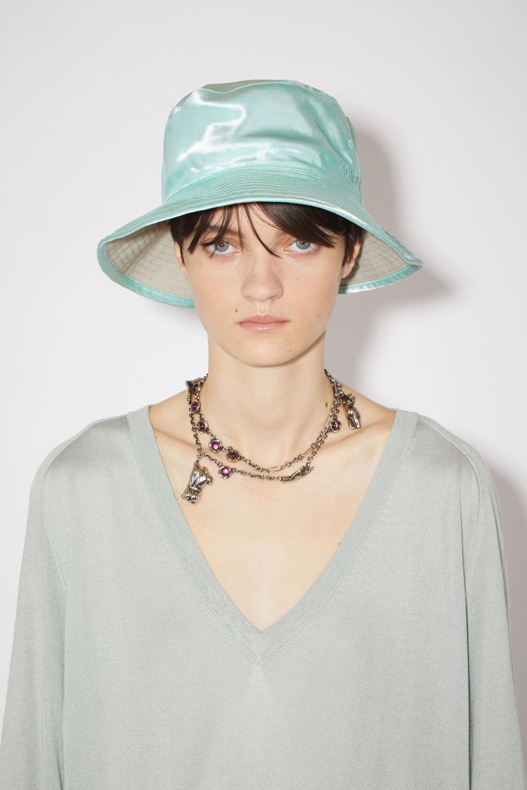 Turquoise Acne Studios Reversible Satin Bucket Hats | YSVX-29475