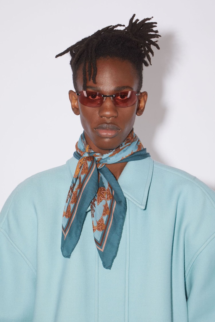 Turquoise / Blue Acne Studios Printed Cashmere Scarf | BAVX-58361