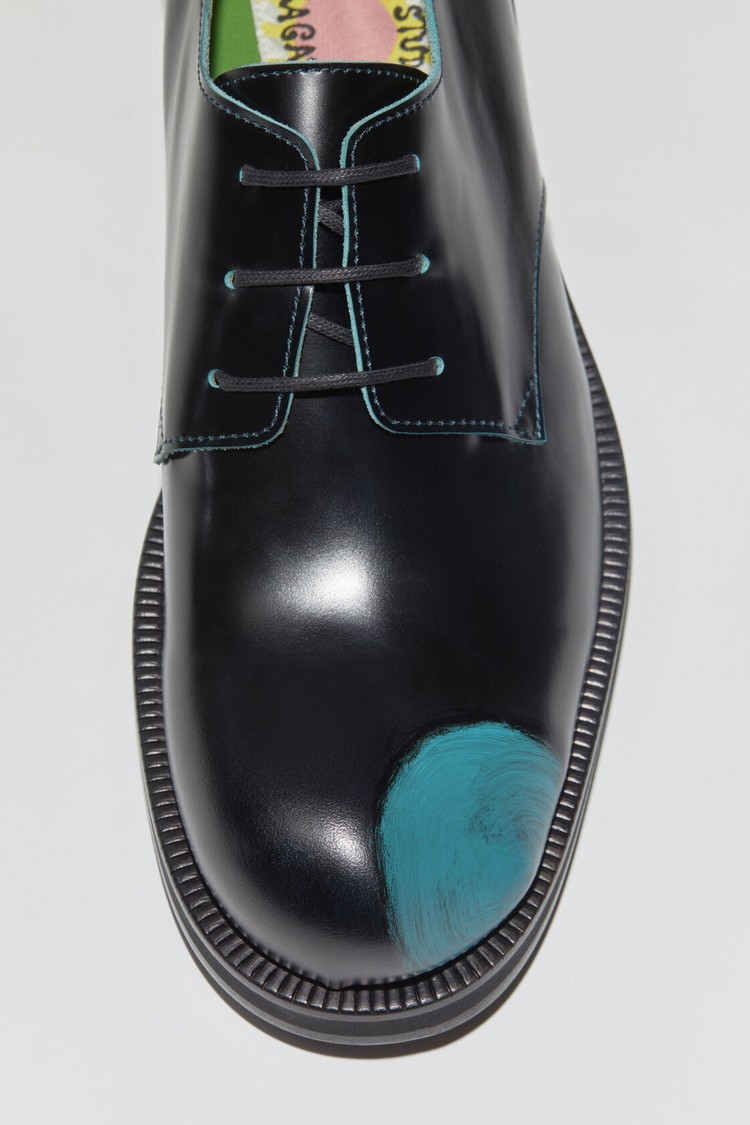 Turquoise / Blue / Black Acne Studios Leather Men's Derby Shoes | GOCI-41230