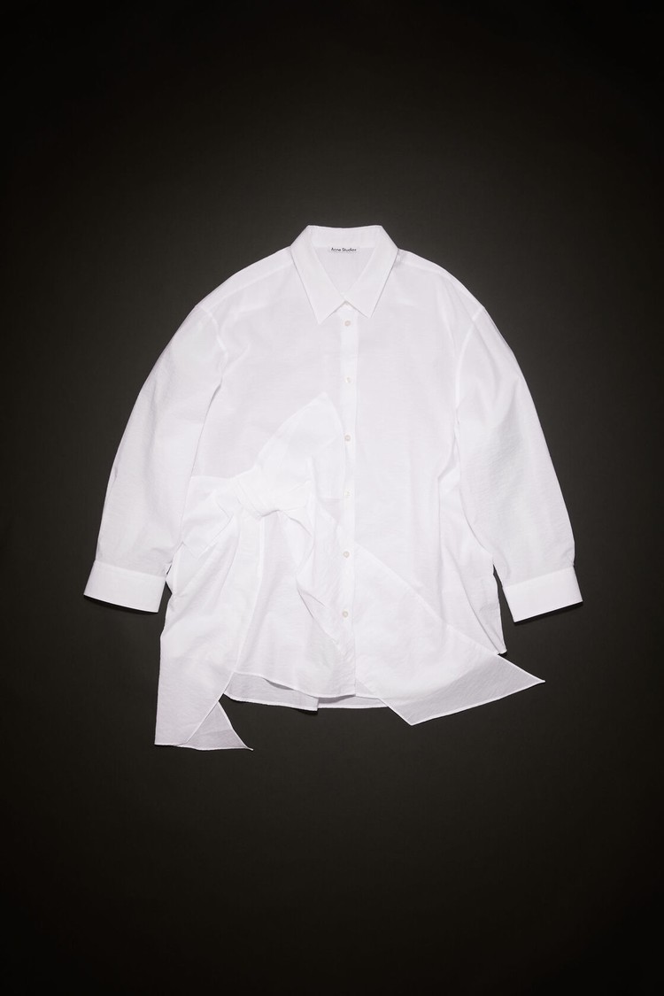 White Acne Studios Bow Button-up Women's Shirts | PBXA-04876