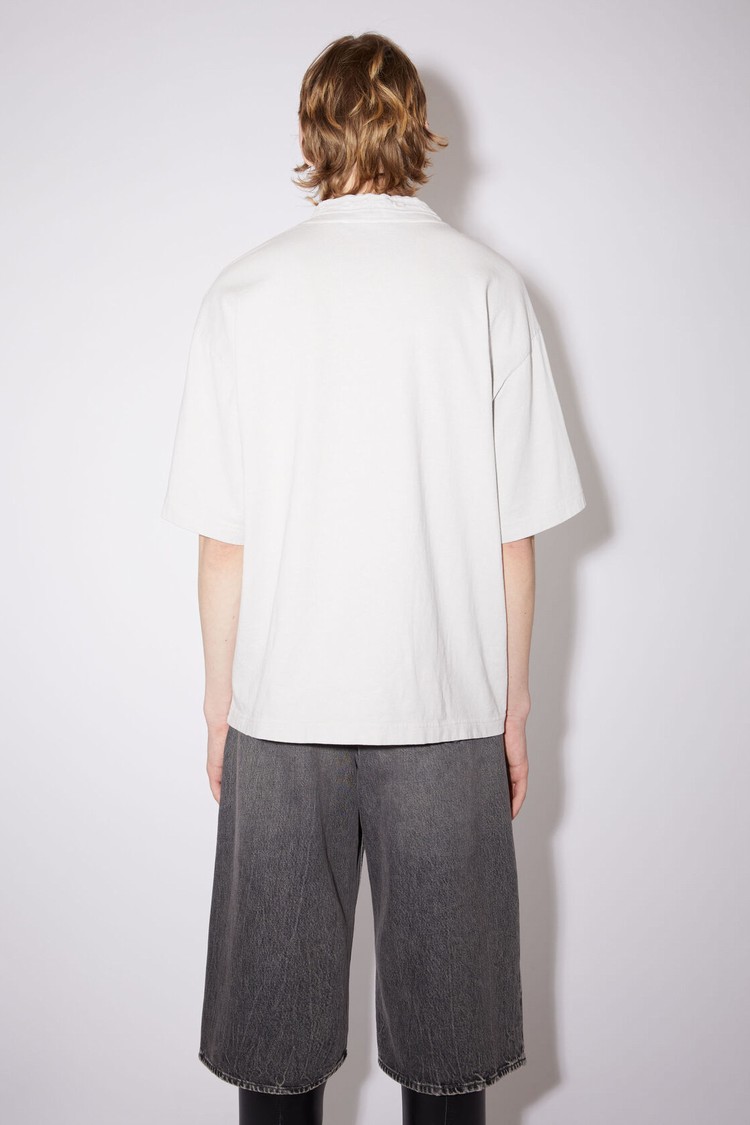 White Acne Studios Crew Neck Logo Tape Men's T Shirts | ABNR-40235