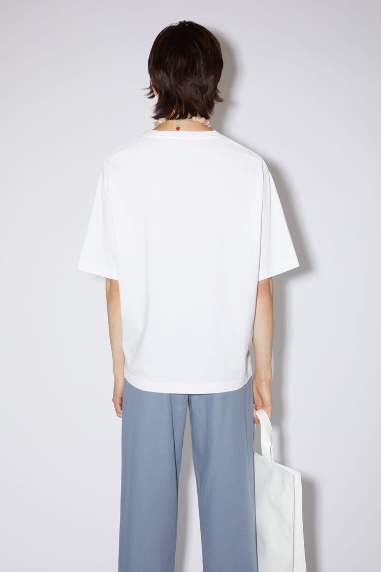 White Acne Studios Crew Neck Men's T Shirts | ZUWY-18562