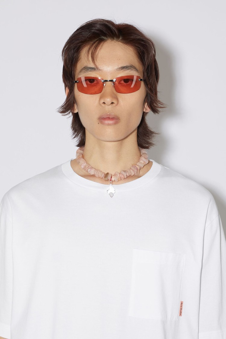 White Acne Studios Crew Neck Men's T Shirts | ZUWY-18562