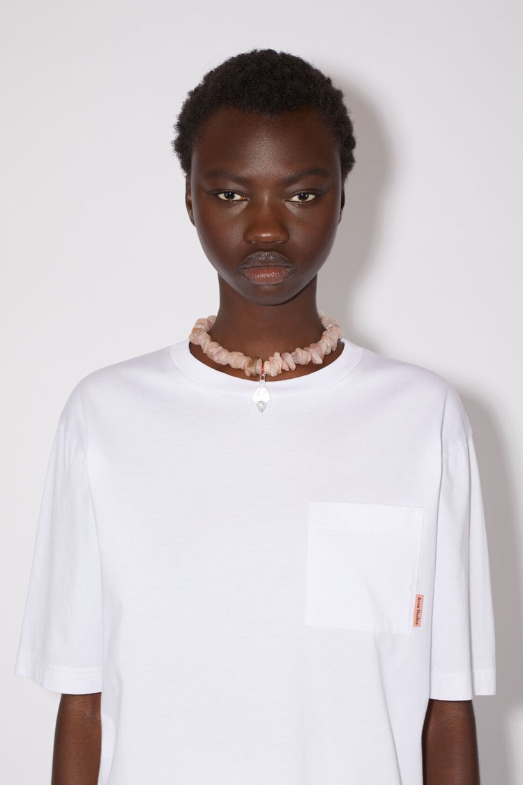 White Acne Studios Crew Neck Women's T Shirts | TBGH-82549