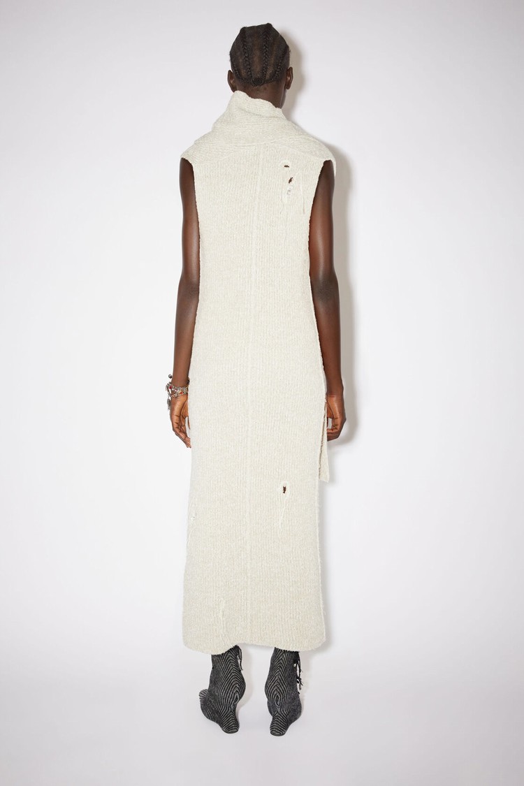 White Acne Studios Distressed Ribbed Knit Women's Dress | UILY-71805