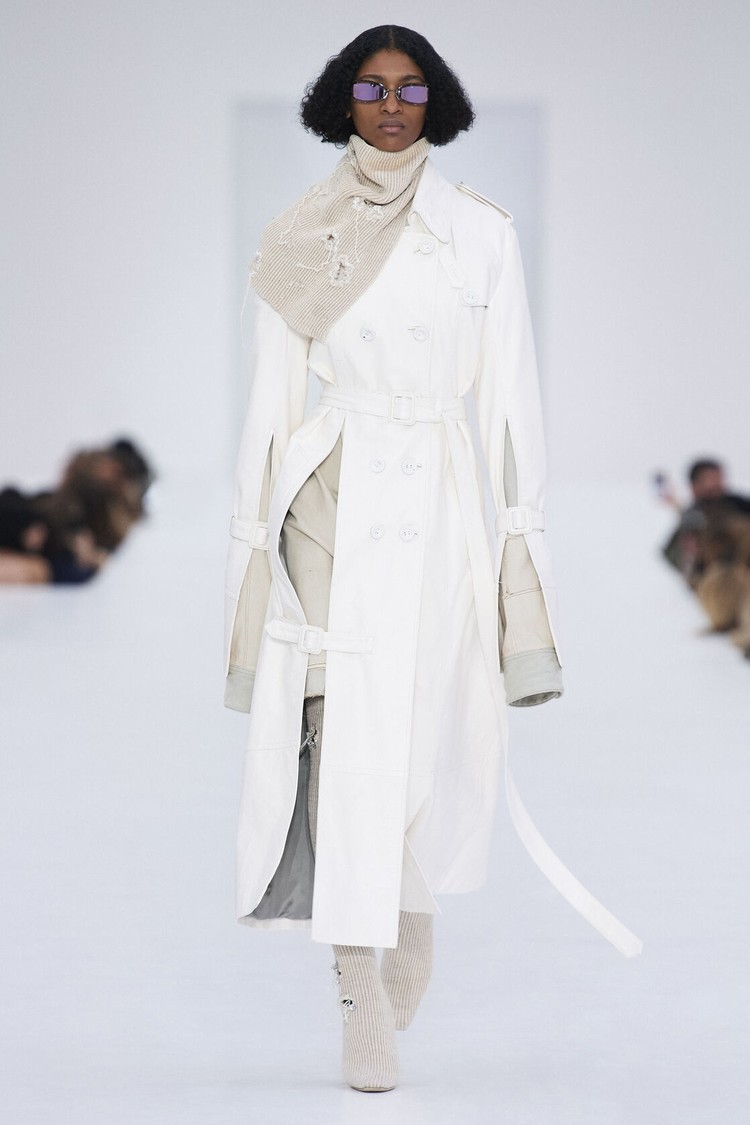 White Acne Studios Double-breasted Leather Trench Women's Coats | IUXF-59032