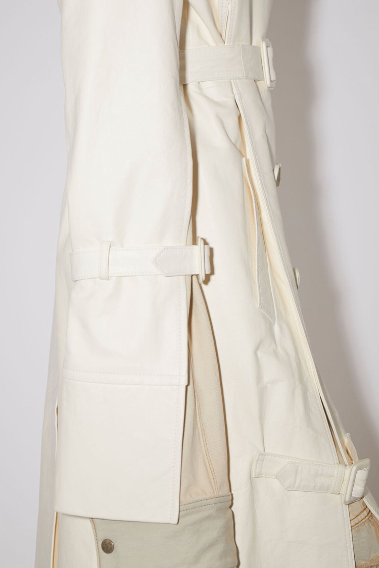 White Acne Studios Double-breasted Leather Trench Women's Coats | IUXF-59032