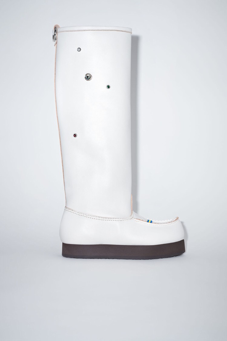 White Acne Studios Embellished Leather Women\'s Boots | XNQB-42056