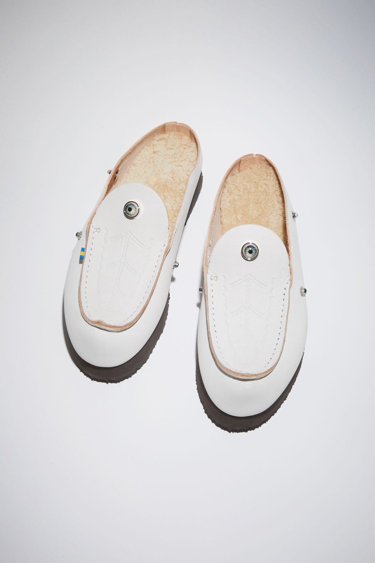 White Acne Studios Embellished Leather Women's Slip On | YQWB-53871