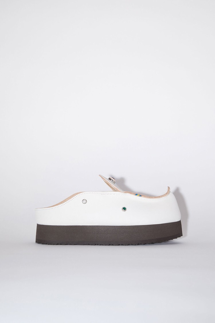 White Acne Studios Embellished Leather Women\'s Slip On | YQWB-53871