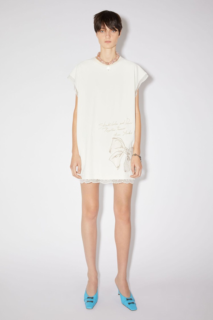 White Acne Studios Embroidered Women\'s Dress | CESF-03689