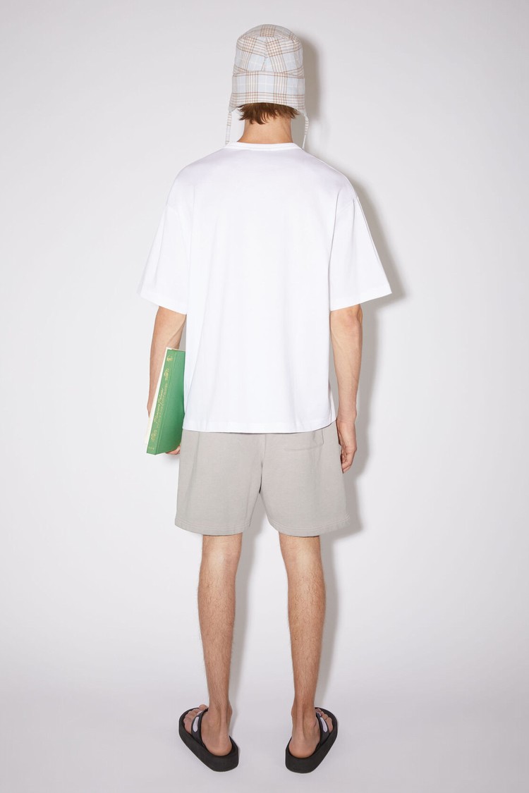 White Acne Studios Face Logo Patch Men's T Shirts | YGOW-05791