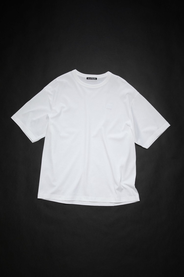 White Acne Studios Face Logo Patch Men's T Shirts | YGOW-05791