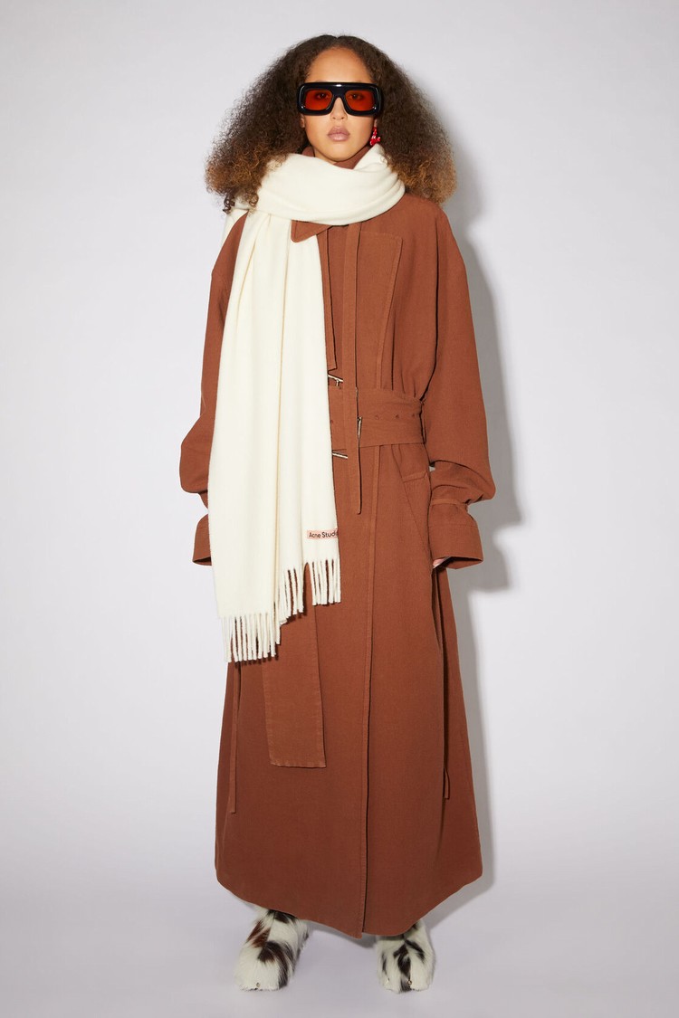 White Acne Studios Fringe Wool - Oversized Scarf | QLGM-02649