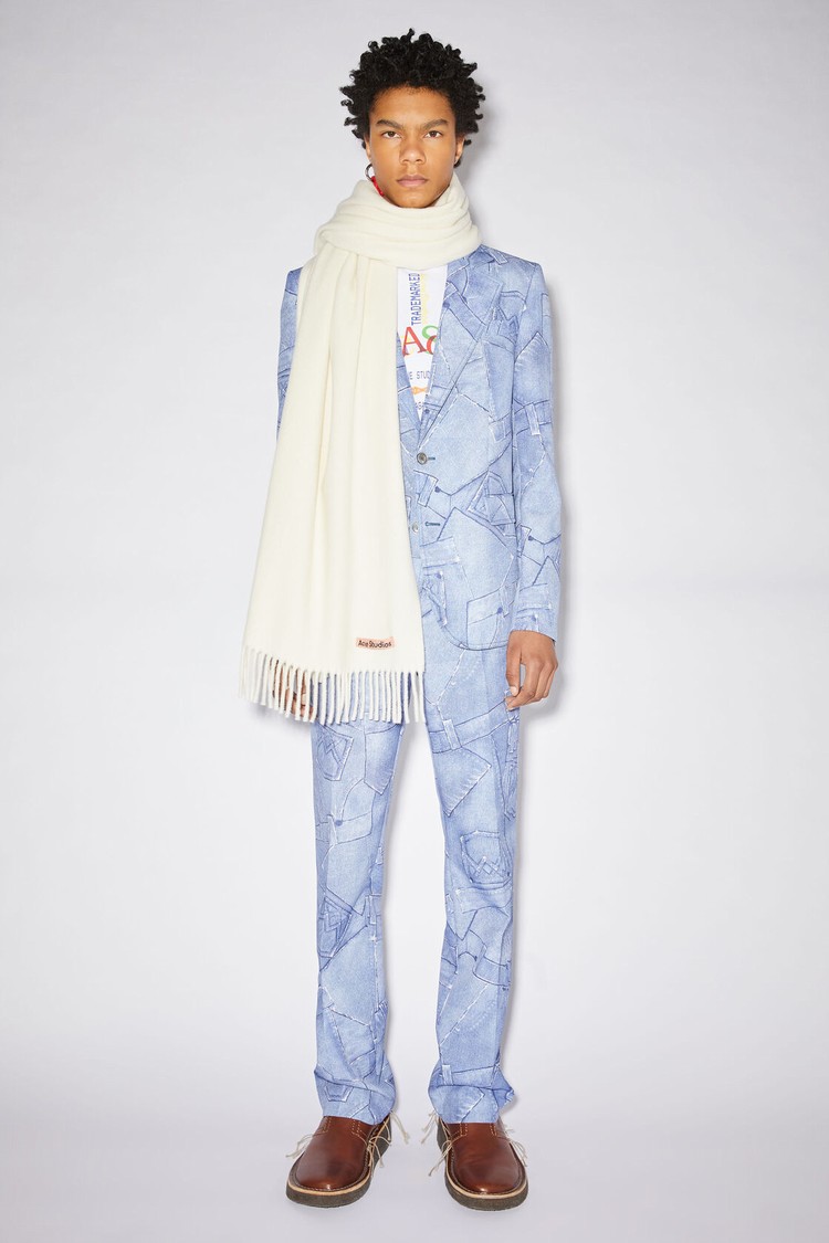 White Acne Studios Fringe Wool - Oversized Scarf | QLGM-02649